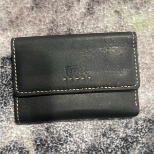 Fossil Dark Leather Wallet with Stitching
